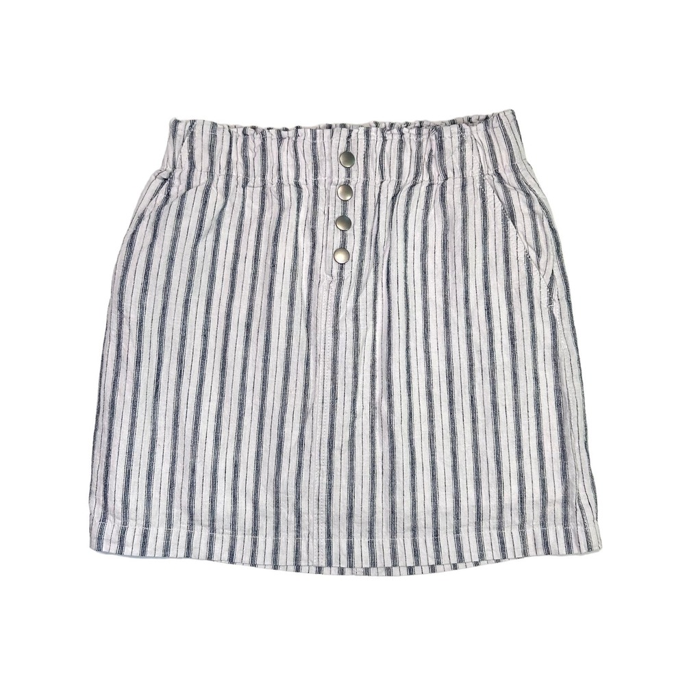 LOFT Vertical Striped Mini Skirt - White and Gray